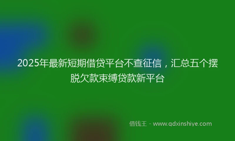 2025年最新短期借贷平台不查征信，汇总五个摆脱欠款束缚贷款新平台