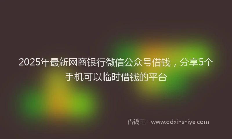 2025年最新网商银行微信公众号借钱，分享5个手机可以临时借钱的平台