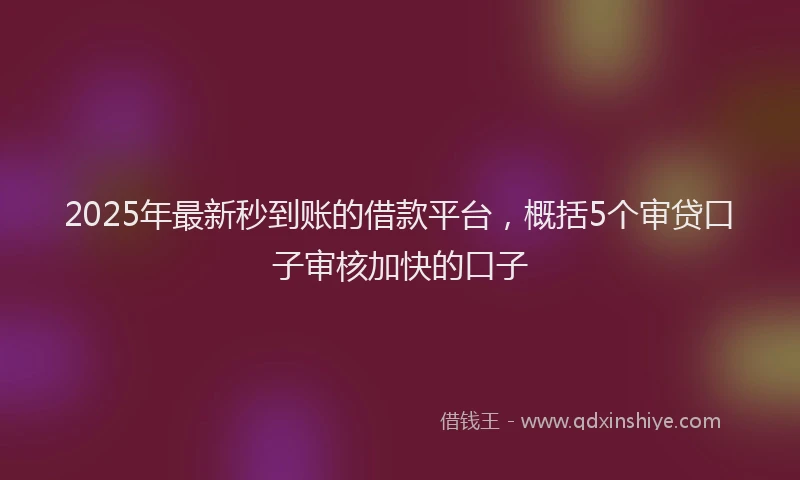 2025年最新秒到账的借款平台，概括5个审贷口子审核加快的口子