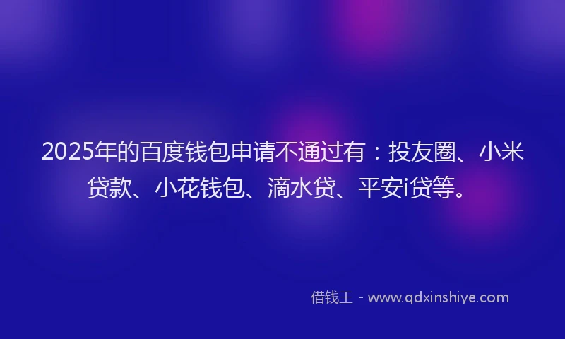 2025年的百度钱包申请不通过有：投友圈、小米贷款、小花钱包、滴水贷、平安i贷等。