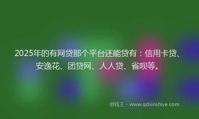 2025年的有网贷那个平台还能贷有：信用卡贷、安逸花、团贷网、人人贷、省呗等。