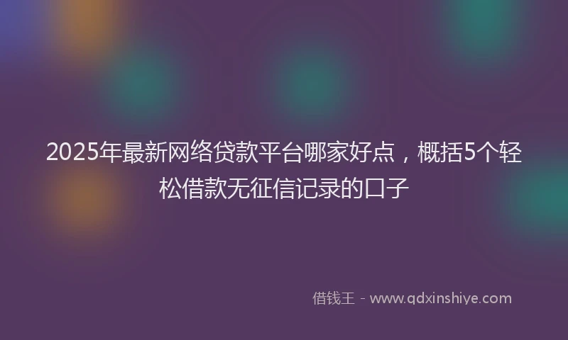 2025年最新网络贷款平台哪家好点，概括5个轻松借款无征信记录的口子