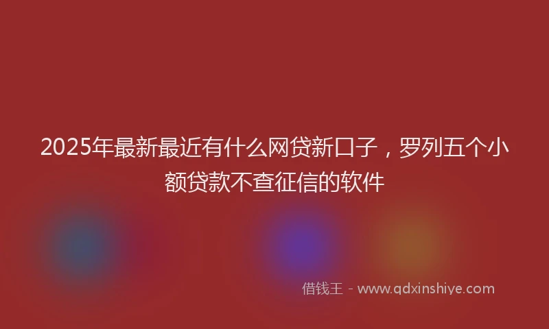 2025年最新最近有什么网贷新口子，罗列五个小额贷款不查征信的软件