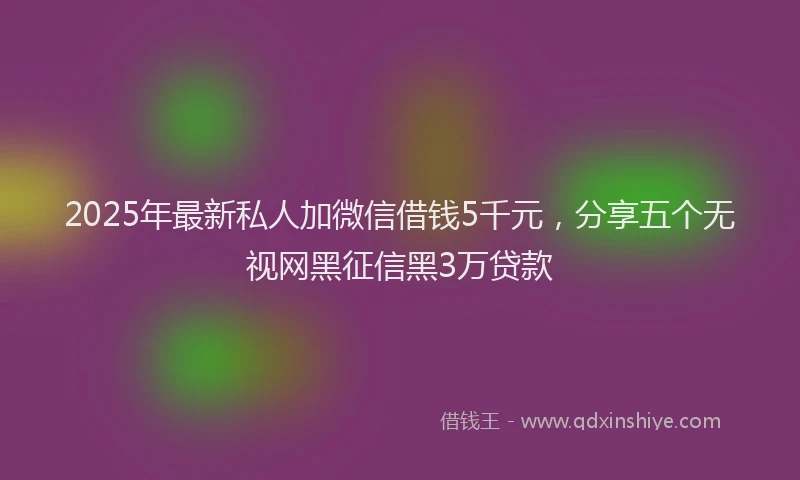 2025年最新私人加微信借钱5千元，分享五个无视网黑征信黑3万贷款