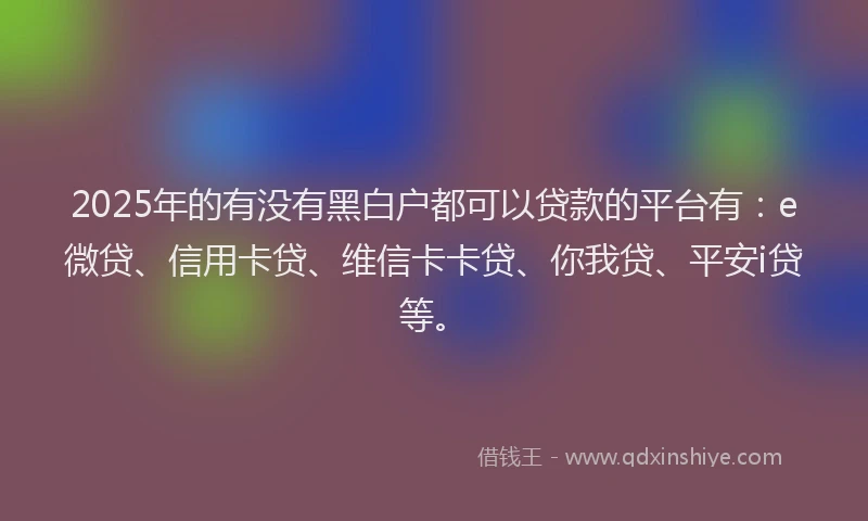 2025年的有没有黑白户都可以贷款的平台有：e微贷、信用卡贷、维信卡卡贷、你我贷、平安i贷等。