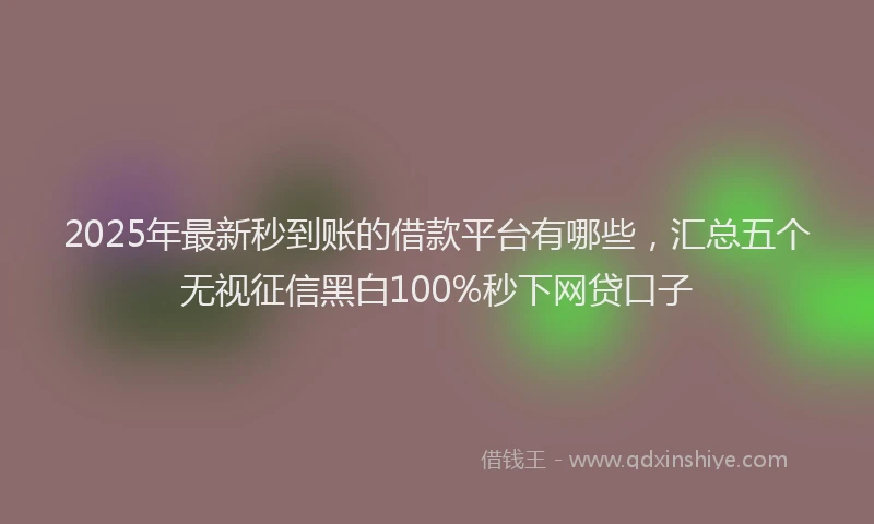 2025年最新秒到账的借款平台有哪些，汇总五个无视征信黑白100%秒下网贷口子