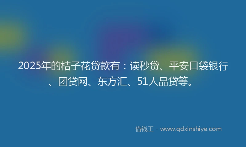 2025年的桔子花贷款有：读秒贷、平安口袋银行、团贷网、东方汇、51人品贷等。