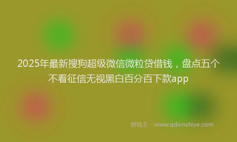 2025年最新搜狗超级微信微粒贷借钱，盘点五个不看征信无视黑白百分百下款app