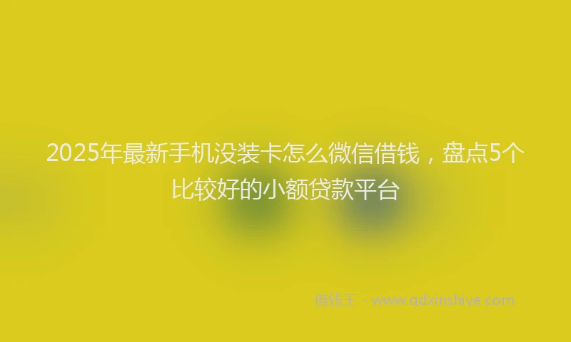 2025年最新手机没装卡怎么微信借钱，盘点5个比较好的小额贷款平台