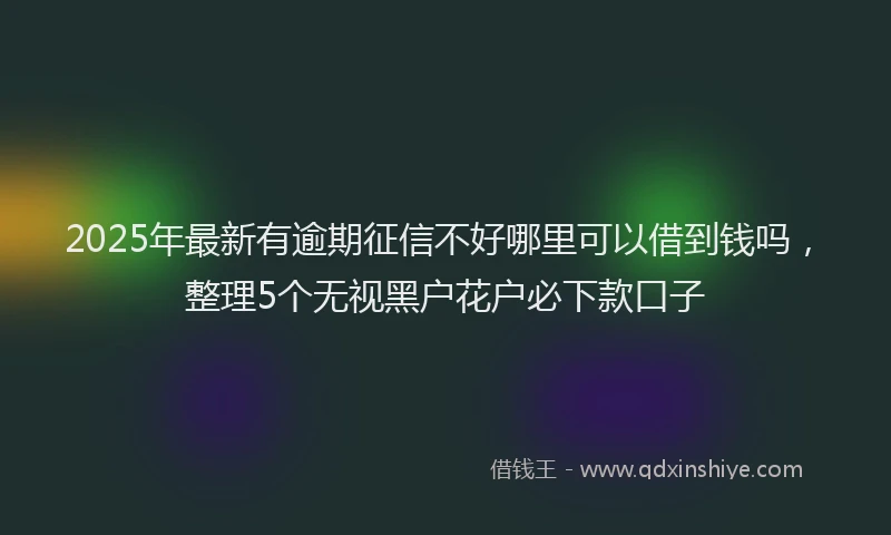 2025年最新有逾期征信不好哪里可以借到钱吗，整理5个无视黑户花户必下款口子