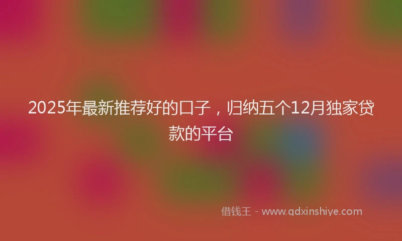 2025年最新推荐好的口子，归纳五个12月独家贷款的平台