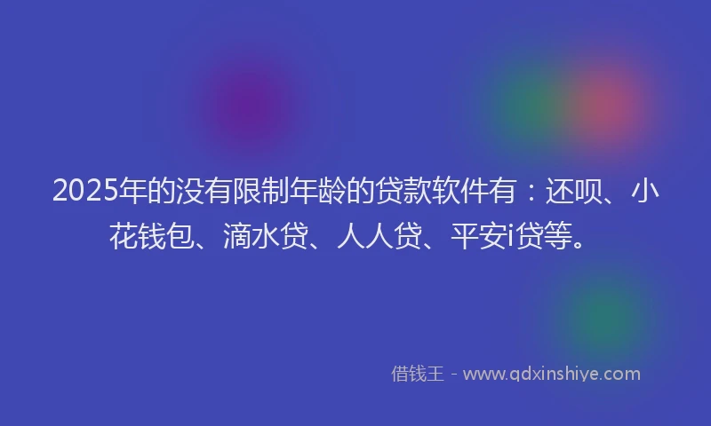 2025年的没有限制年龄的贷款软件有：还呗、小花钱包、滴水贷、人人贷、平安i贷等。