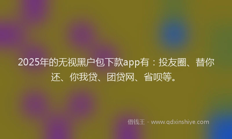 2025年的无视黑户包下款app有：投友圈、替你还、你我贷、团贷网、省呗等。
