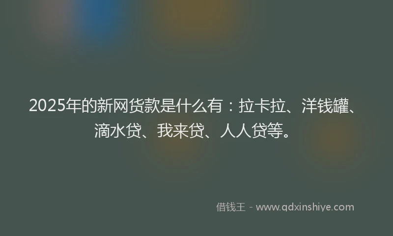 2025年的新网货款是什么有：拉卡拉、洋钱罐、滴水贷、我来贷、人人贷等。