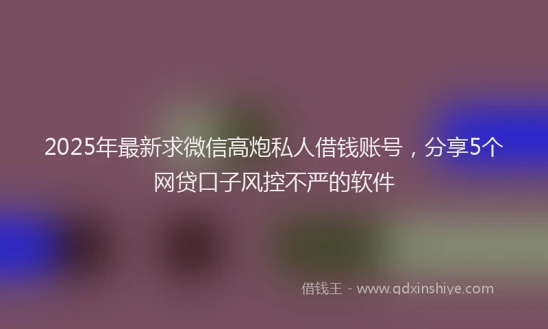 2025年最新求微信高炮私人借钱账号，分享5个网贷口子风控不严的软件
