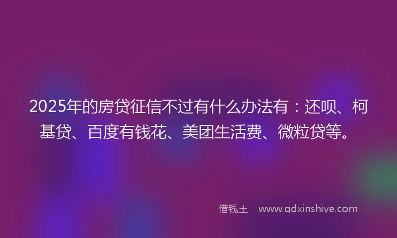 2025年的房贷征信不过有什么办法有：还呗、柯基贷、百度有钱花、美团生活费、微粒贷等。