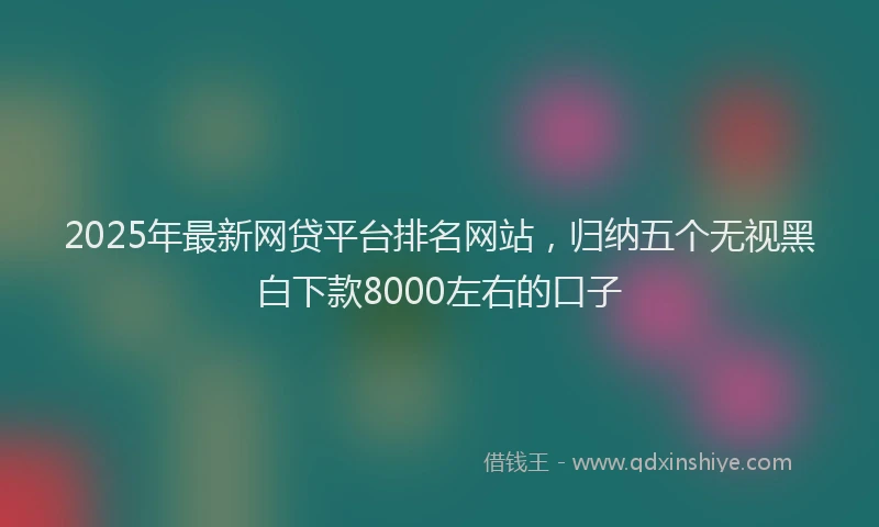 2025年最新网贷平台排名网站，归纳五个无视黑白下款8000左右的口子