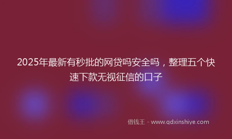 2025年最新有秒批的网贷吗安全吗，整理五个快速下款无视征信的口子