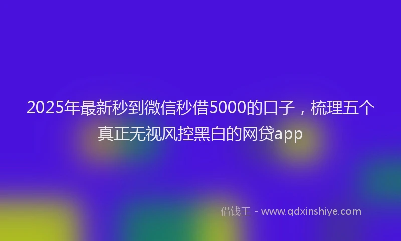 2025年最新秒到微信秒借5000的口子，梳理五个真正无视风控黑白的网贷app