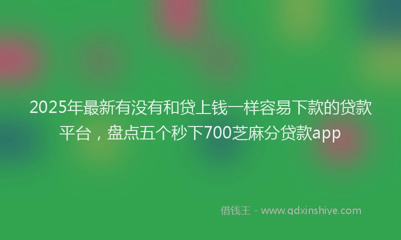 2025年最新有没有和贷上钱一样容易下款的贷款平台，盘点五个秒下700芝麻分贷款app
