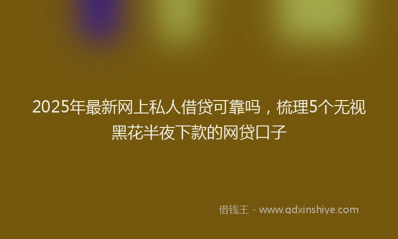 2025年最新网上私人借贷可靠吗，梳理5个无视黑花半夜下款的网贷口子