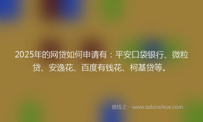 2025年的网贷如何申请有：平安口袋银行、微粒贷、安逸花、百度有钱花、柯基贷等。