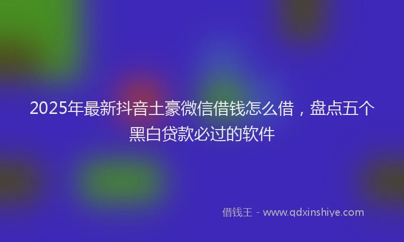 2025年最新抖音土豪微信借钱怎么借，盘点五个黑白贷款必过的软件