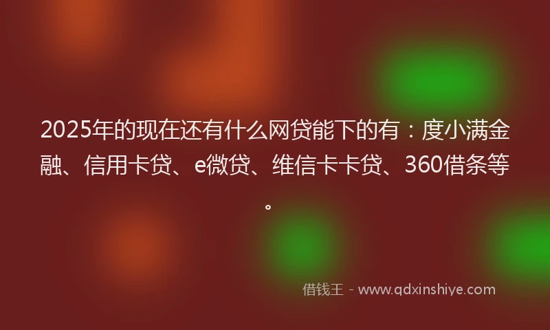 2025年的现在还有什么网贷能下的有:度小满金融、信用卡贷、e微贷、维信卡卡贷、360借条等。