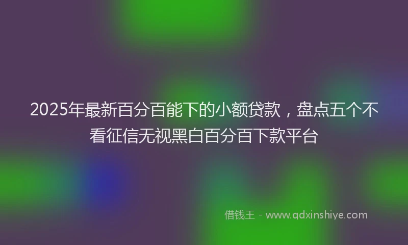 2025年最新百分百能下的小额贷款，盘点五个不看征信无视黑白百分百下款平台
