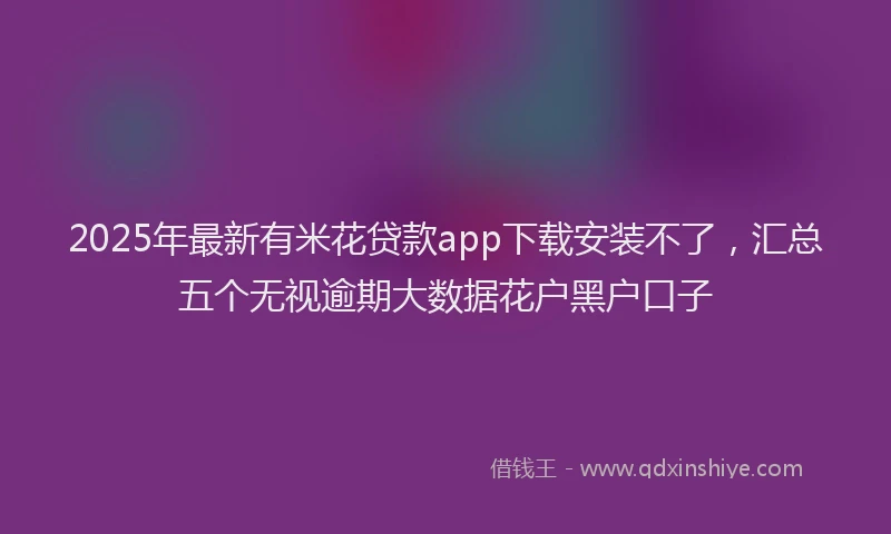 2025年最新有米花贷款app下载安装不了，汇总五个无视逾期大数据花户黑户口子