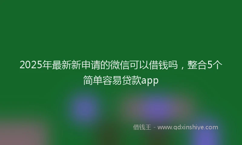 2025年最新新申请的微信可以借钱吗，整合5个简单容易贷款app