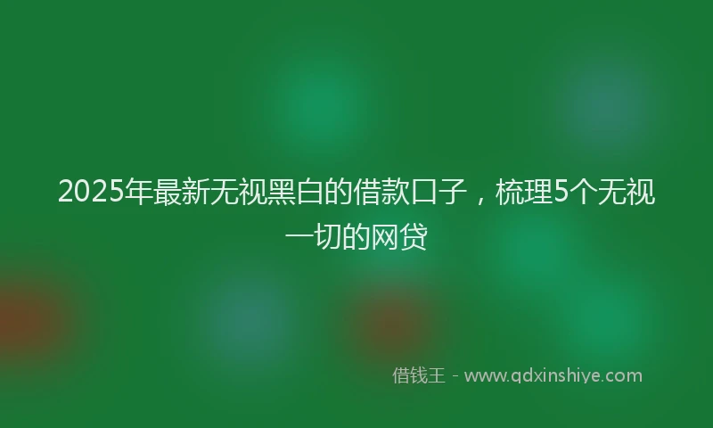 2025年最新无视黑白的借款口子，梳理5个无视一切的网贷