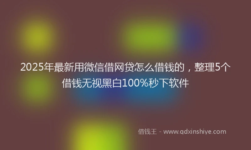 2025年最新用微信借网贷怎么借钱的，整理5个借钱无视黑白100%秒下软件