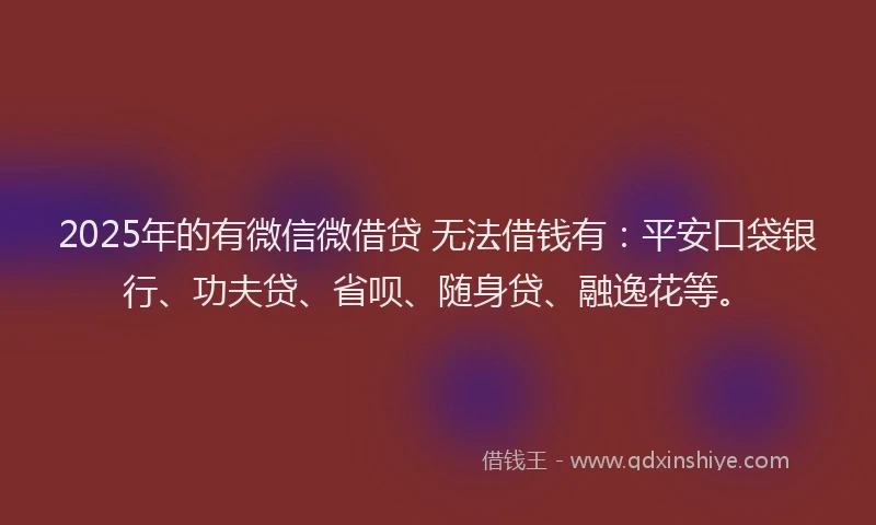 2025年的有微信微借贷 无法借钱有：平安口袋银行、功夫贷、省呗、随身贷、融逸花等。