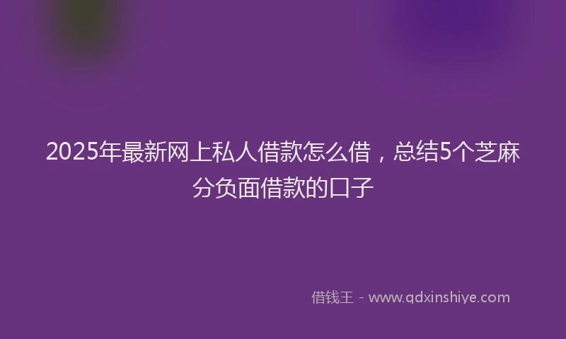 2025年最新网上私人借款怎么借，总结5个芝麻分负面借款的口子