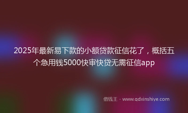 2025年最新易下款的小额贷款征信花了，概括五个急用钱5000快审快贷无需征信app