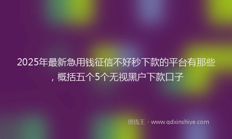 2025年最新急用钱征信不好秒下款的平台有那些，概括五个5个无视黑户下款口子
