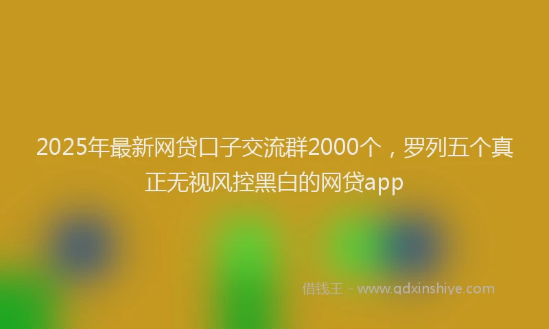 2025年最新网贷口子交流群2000个，罗列五个真正无视风控黑白的网贷app