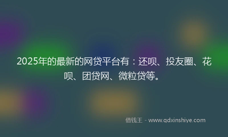 2025年的最新的网贷平台有：还呗、投友圈、花呗、团贷网、微粒贷等。