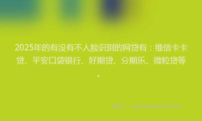 2025年的有没有不人脸识别的网贷有：维信卡卡贷、平安口袋银行、好期贷、分期乐、微粒贷等。