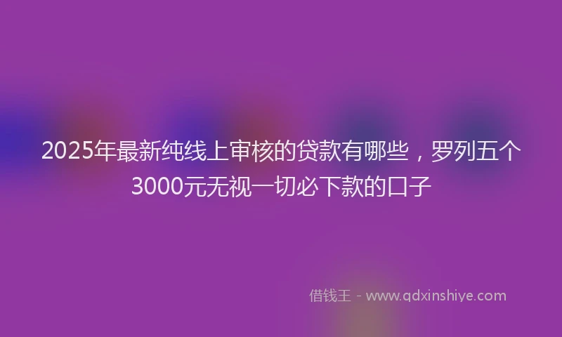2025年最新纯线上审核的贷款有哪些，罗列五个3000元无视一切必下款的口子