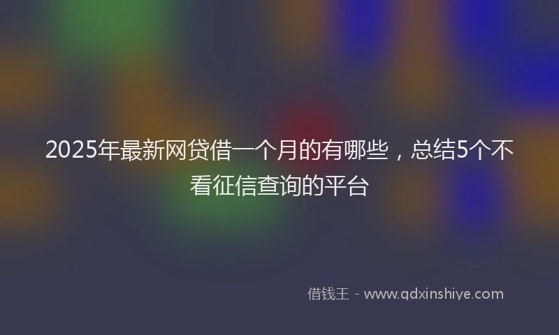2025年最新网贷借一个月的有哪些，总结5个不看征信查询的平台