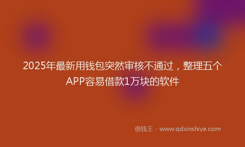 2025年最新用钱包突然审核不通过，整理五个APP容易借款1万块的软件