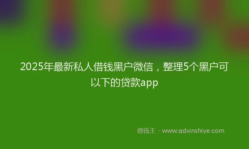 2025年最新私人借钱黑户微信，整理5个黑户可以下的贷款app