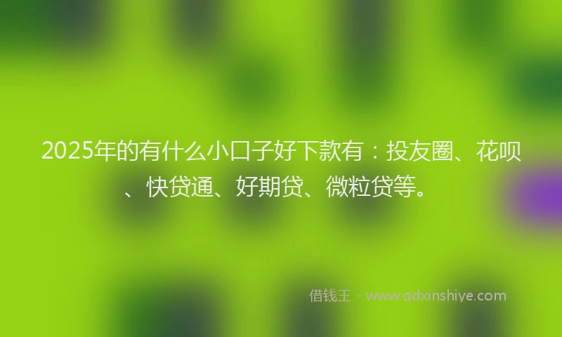 2025年的有什么小口子好下款有：投友圈、花呗、快贷通、好期贷、微粒贷等。