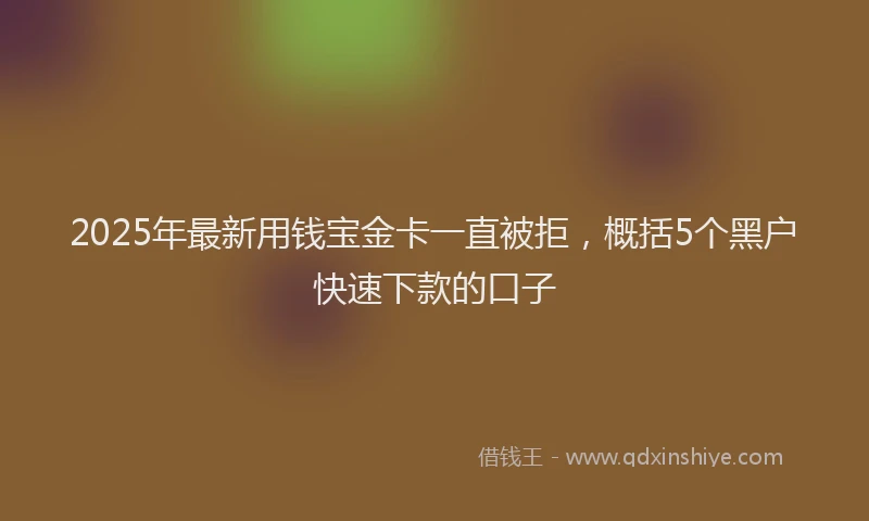 2025年最新用钱宝金卡一直被拒，概括5个黑户快速下款的口子