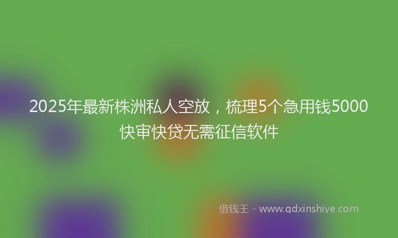 2025年最新株洲私人空放，梳理5个急用钱5000快审快贷无需征信软件