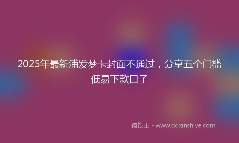 2025年最新浦发梦卡封面不通过，分享五个门槛低易下款口子