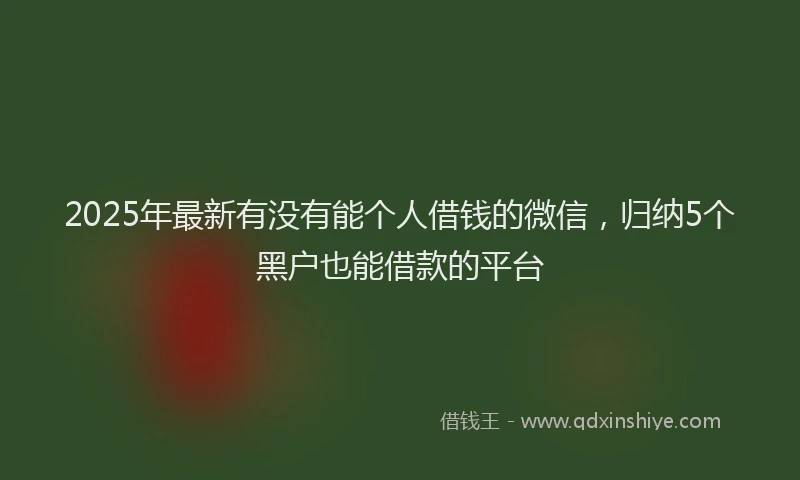 2025年最新有没有能个人借钱的微信，归纳5个黑户也能借款的平台