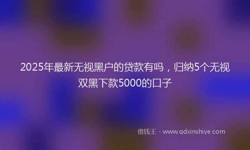 2025年最新无视黑户的贷款有吗，归纳5个无视双黑下款5000的口子